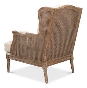 Sarreid Ava Chair - Luxurious Cream Cotton & Linen Blend With Oak Whitewash Finish For Stylish Comfort Beige  53479