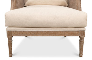 Sarreid Ava Chair - Luxurious Cream Cotton & Linen Blend With Oak Whitewash Finish For Stylish Comfort Beige  53479