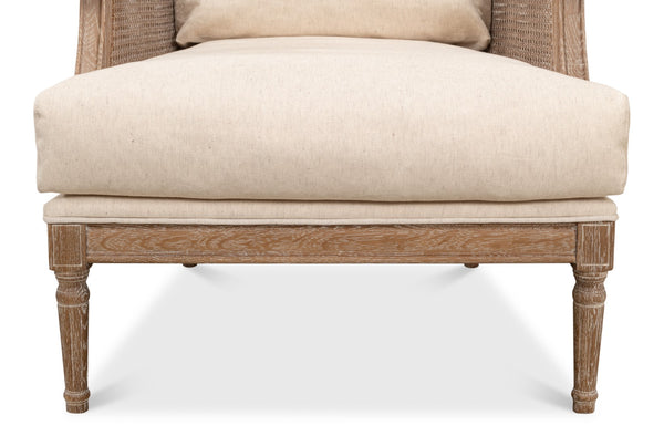 Sarreid Ava Chair - Luxurious Cream Cotton & Linen Blend With Oak Whitewash Finish For Stylish Comfort Beige  53479