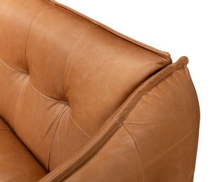 Sarreid Isaac Leather Sofa - Luxurious Light Harness Brown With Oak & White Wash Finish For Elegant Living Brown  53480