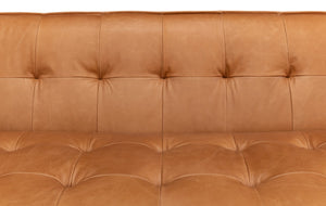 Sarreid Isaac Leather Sofa - Luxurious Light Harness Brown With Oak & White Wash Finish For Elegant Living Brown  53480
