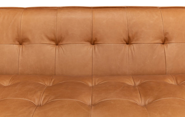 Sarreid Isaac Leather Sofa - Luxurious Light Harness Brown With Oak & White Wash Finish For Elegant Living Brown  53480