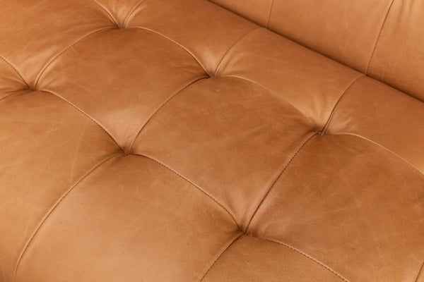 Sarreid Isaac Leather Sofa - Luxurious Light Harness Brown With Oak & White Wash Finish For Elegant Living Brown  53480