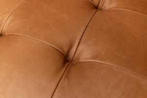 Sarreid Isaac Leather Sofa - Luxurious Light Harness Brown With Oak & White Wash Finish For Elegant Living Brown  53480