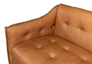 Sarreid Isaac Leather Sofa - Luxurious Light Harness Brown With Oak & White Wash Finish For Elegant Living Brown  53480