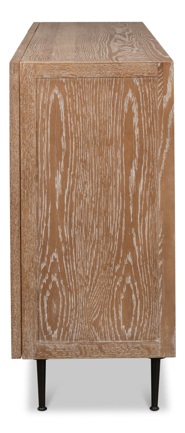 Sarreid Anton Sideboard - Elegant Oak Design With White Wash Finish For Modern Home Décor And Storage Solutions Brown  53483