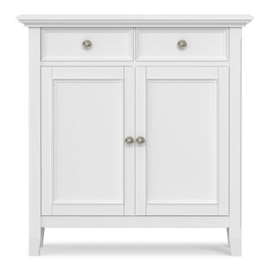 English Elm Amherst White Pine Entryway Cabinet with Crown Molding Two Drawers and Storage Doors B136P436048