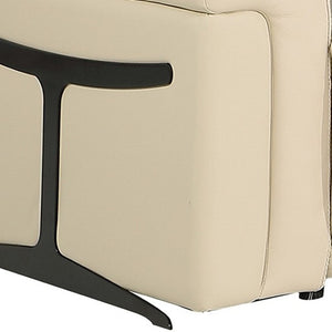 HomeRoots Beige Italian Leather Modular L-Shaped Sectional Sofa with Recliners, USB Ports, and Storage Console Beige 534847