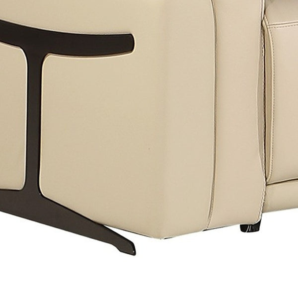 HomeRoots Beige Italian Leather Modular L-Shaped Sectional Sofa with Console, Power Recline & USB Charging Beige 534848