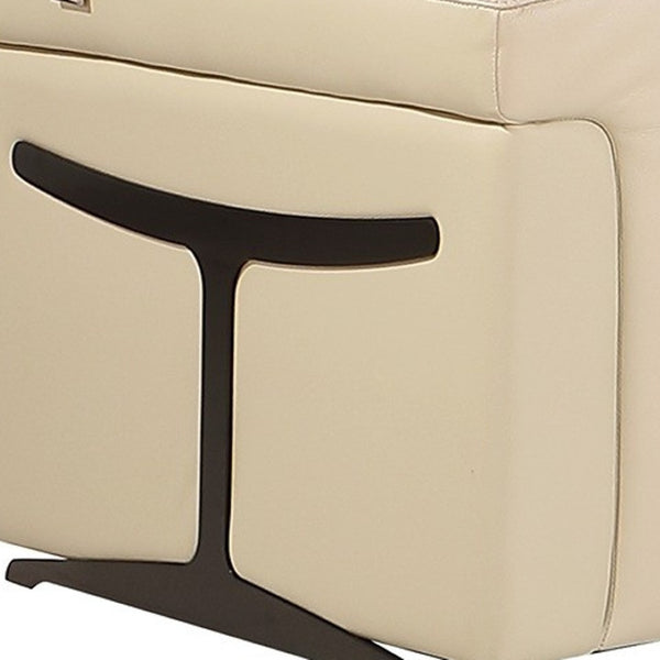 HomeRoots Beige Italian Leather Modular Sectional Sofa with Console - Luxurious Comfort & Modern Design Beige 534849