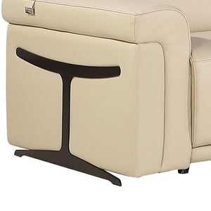 HomeRoots Beige Italian Leather Modular Sectional Sofa with Console - Luxurious Comfort & Modern Design Beige 534849
