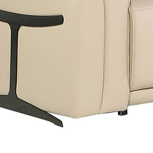HomeRoots Beige Italian Leather L-Shaped Modular Sectional Sofa with Console for Luxurious Living Spaces Beige 534851