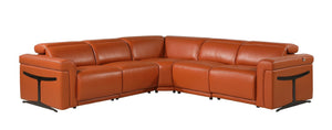 HomeRoots Camel Italian Leather Modular L-Shaped Sectional Sofa with Power Recline and USB Charging Features CAMEL 534858