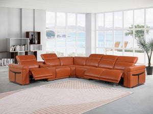 HomeRoots Camel Luxurious Italian Leather L-Shaped Sectional with Console for Ultimate Comfort & Style CAMEL 534860