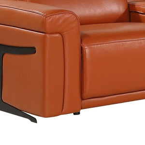HomeRoots Camel Luxurious Italian Leather L-Shaped Sectional with Console for Ultimate Comfort & Style CAMEL 534860