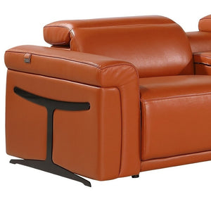 HomeRoots Camel Luxurious Italian Leather L-Shaped Sectional with Console for Ultimate Comfort & Style CAMEL 534860