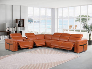HomeRoots Camel Italian Leather Modular L-Shaped Sectional Sofa: Luxurious Comfort & Style for Modern Living CAMEL 534861