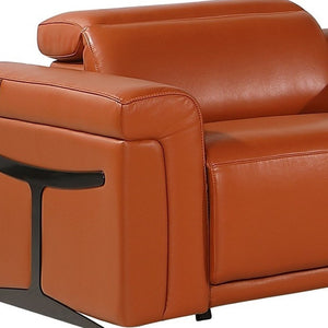 HomeRoots Camel Italian Leather Modular L-Shaped Sectional Sofa with Console, Power Recline & USB Ports CAMEL 534862