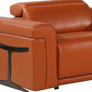 HomeRoots Camel Italian Leather Modular L-Shaped Sectional Sofa with Console, Recliners, USB Charging Ports CAMEL 534863