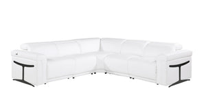 HomeRoots White Italian Leather Modular L-Shaped Sectional Sofa with Power Recline and USB Charging Features White 534876
