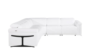 HomeRoots White Italian Leather Modular L-Shaped Sectional Sofa with Power Recline and USB Charging Features White 534876