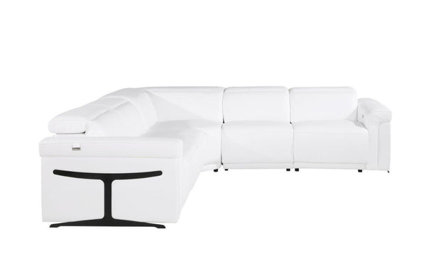 HomeRoots White Italian Leather Modular L-Shaped Sectional Sofa with Power Recline and USB Charging Features White 534876