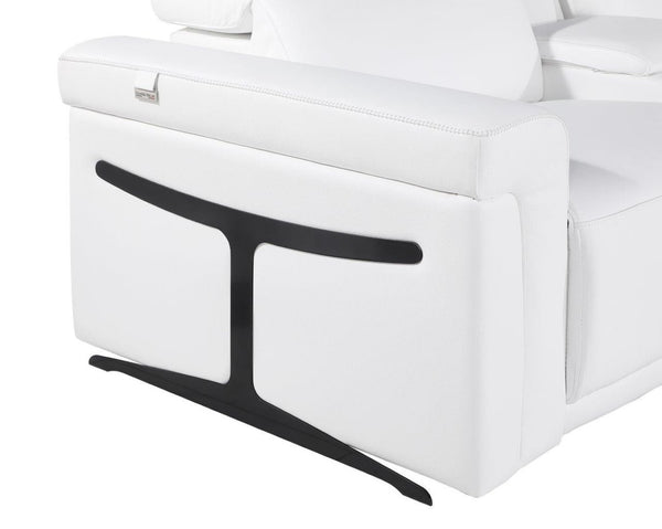 HomeRoots White Italian Leather Modular L-Shaped Sectional - Luxurious Comfort with Recliners & Tech Features White 534879