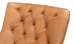 Sarreid Lola Leather Chair - Stunning Light Harness Brown Leather With Elegant Oak & White Wash Finish Brown  53487