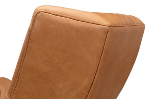 Sarreid Lola Leather Chair - Stunning Light Harness Brown Leather With Elegant Oak & White Wash Finish Brown  53487