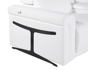 HomeRoots White Italian Leather Modular L-Shaped Sectional Sofa with Console, Power Recline & USB Charging White 534881