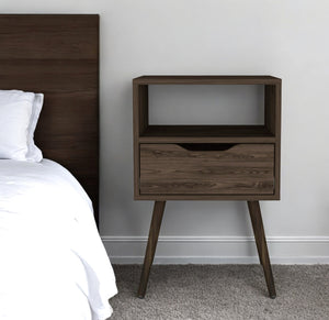 Homeroots 25" Brown One Drawer Faux Wood Nightstand   534882