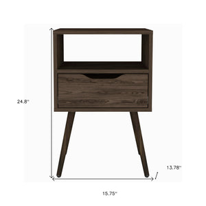 Homeroots 25" Brown One Drawer Faux Wood Nightstand   534882