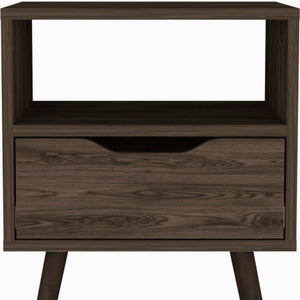 Homeroots 25" Brown One Drawer Faux Wood Nightstand   534882