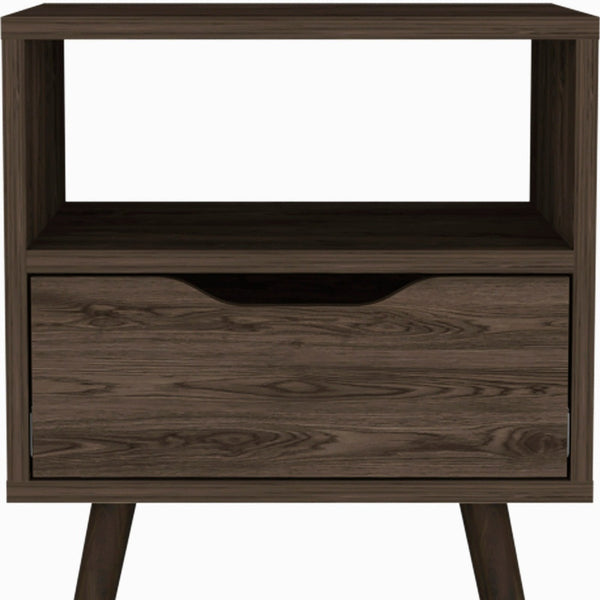 Homeroots 25" Brown One Drawer Faux Wood Nightstand   534882