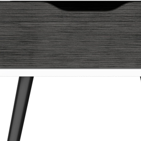 Homeroots 25" Gray And White One Drawer Faux Wood Nightstand   534883