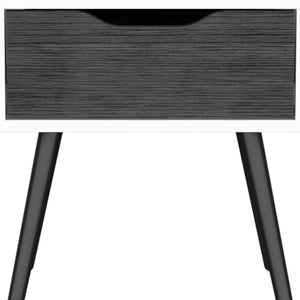 Homeroots 25" Gray And White One Drawer Faux Wood Nightstand   534883