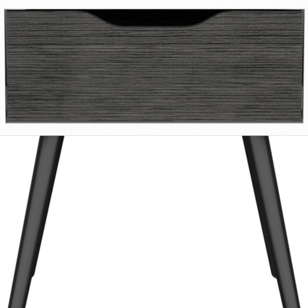 Homeroots 25" Gray And White One Drawer Faux Wood Nightstand   534883