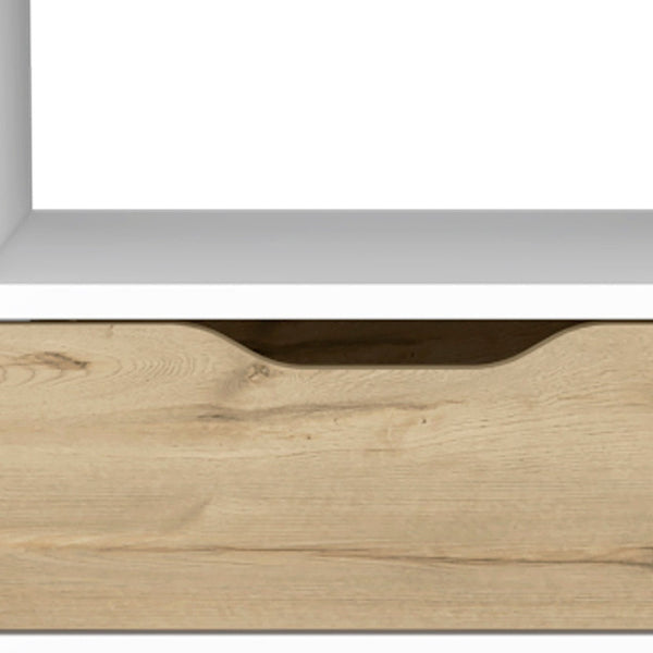 Homeroots 25" White And Natural One Drawer Faux Wood Nightstand   534884