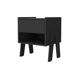 Homeroots 22" Black One Drawer Faux Wood Nightstand   534887