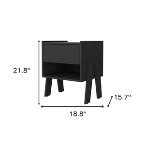 Homeroots 22" Black One Drawer Faux Wood Nightstand   534887
