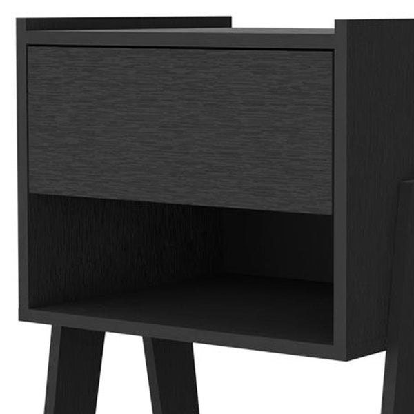 Homeroots 22" Black One Drawer Faux Wood Nightstand   534887