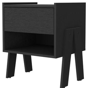 Homeroots 22" Black One Drawer Faux Wood Nightstand   534887