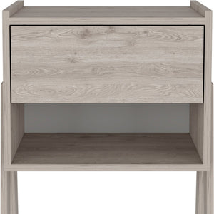 Homeroots 22" Light Gray One Drawer Faux Wood Nightstand   534888