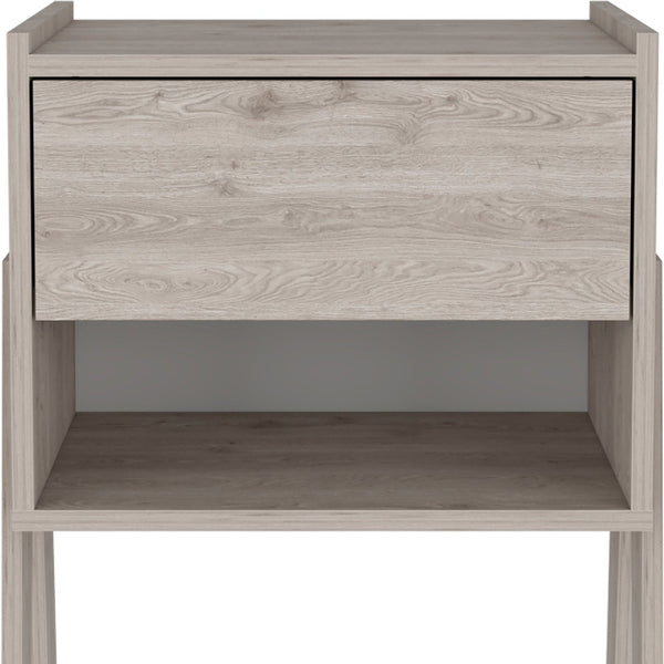 Homeroots 22" Light Gray One Drawer Faux Wood Nightstand   534888