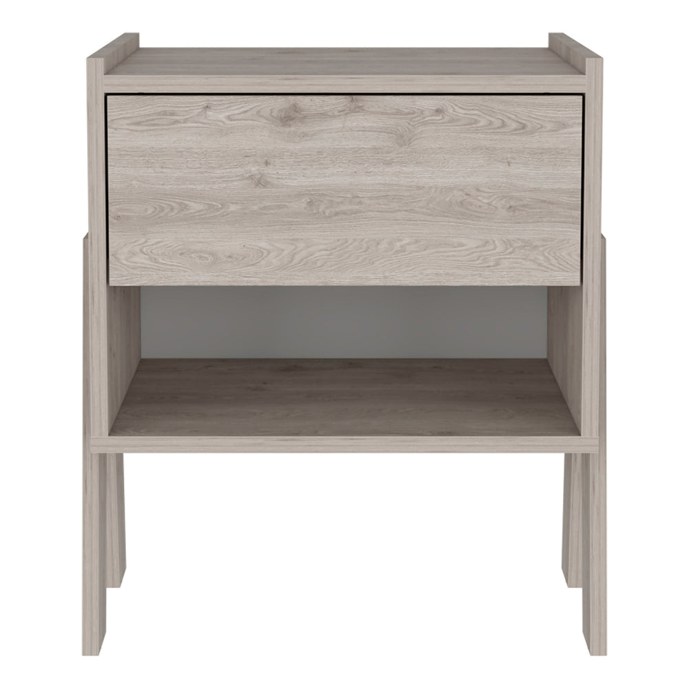 Homeroots 22" Light Gray One Drawer Faux Wood Nightstand   534888