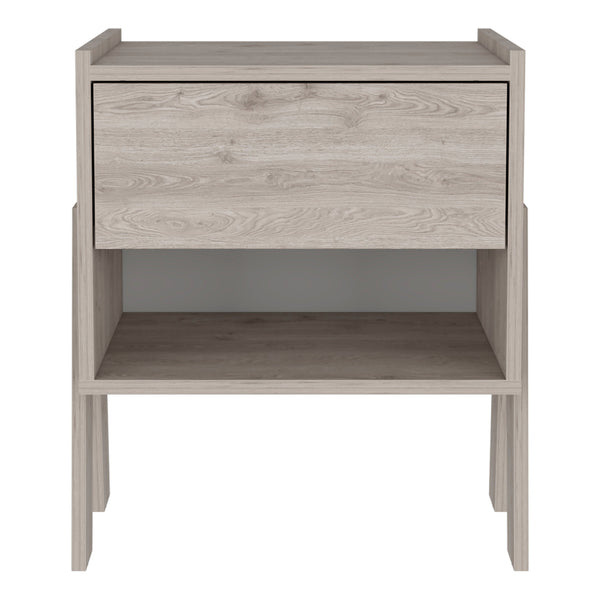 Homeroots 22" Light Gray One Drawer Faux Wood Nightstand   534888