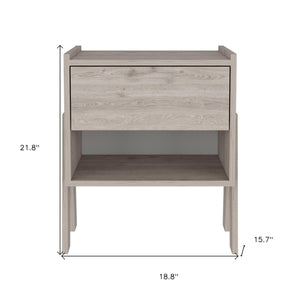 Homeroots 22" Light Gray One Drawer Faux Wood Nightstand   534888