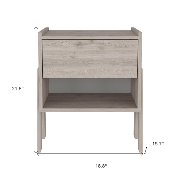 Homeroots 22" Light Gray One Drawer Faux Wood Nightstand   534888