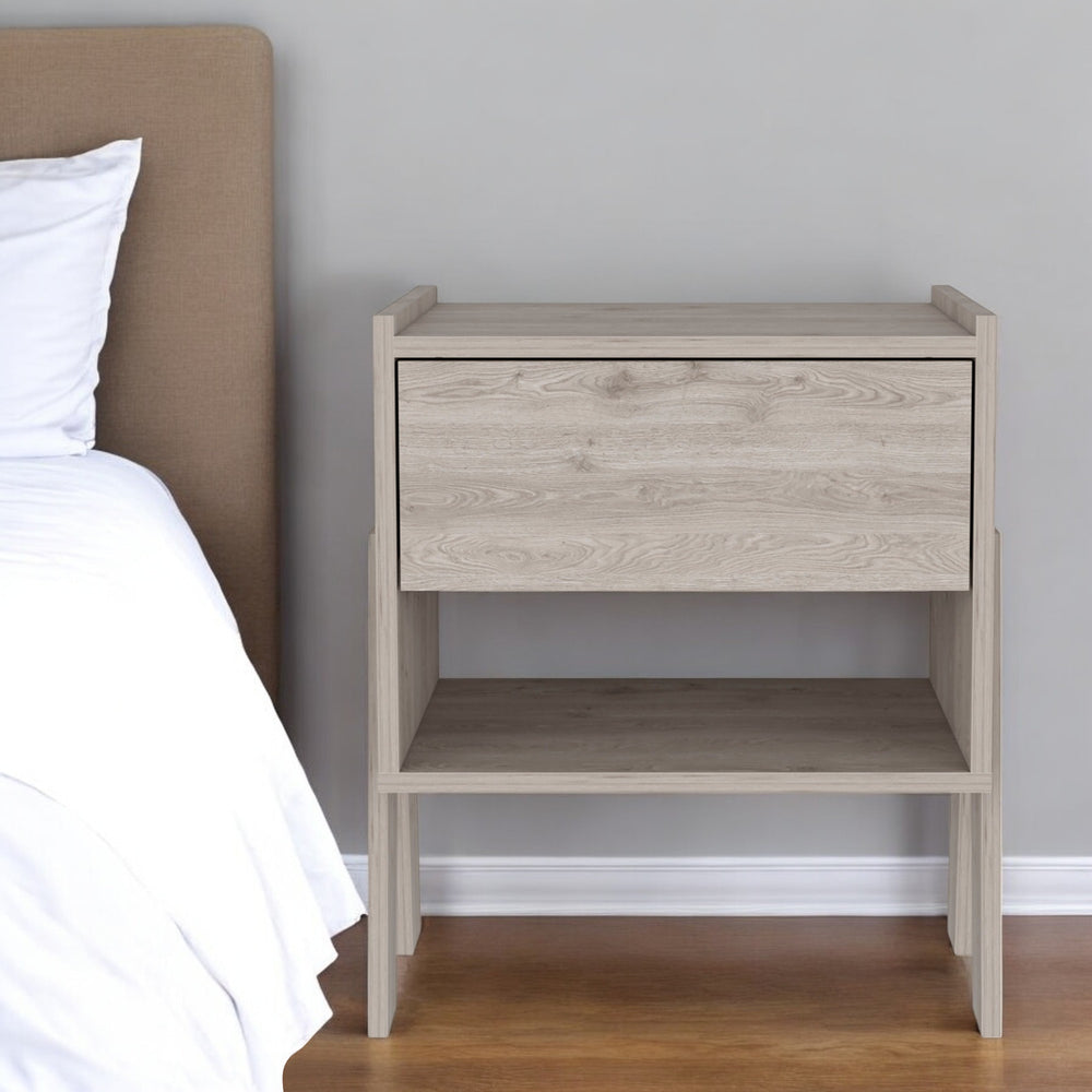 Homeroots 22" Light Gray One Drawer Faux Wood Nightstand   534888