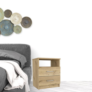 Homeroots 20" Oak Two Drawers Faux Wood Nightstand   534890